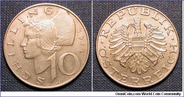 1974 Austria 10 Schillings