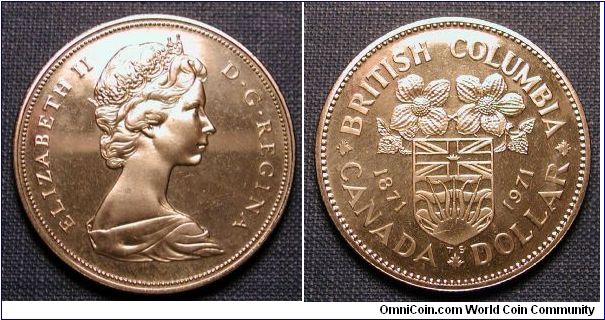 1971 Canada Dollar British Columbia Centennial (Proof Like)