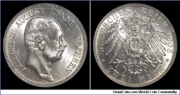 2 Mark Saxony 1906, King Friedrich August