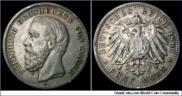5 Mark Baden 1899, Friedrich of Baden