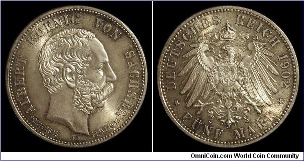 5 Mark Saxony,
Commemorative on the dead of King Albert