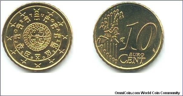 Portugal, 10 euro cent 2002.