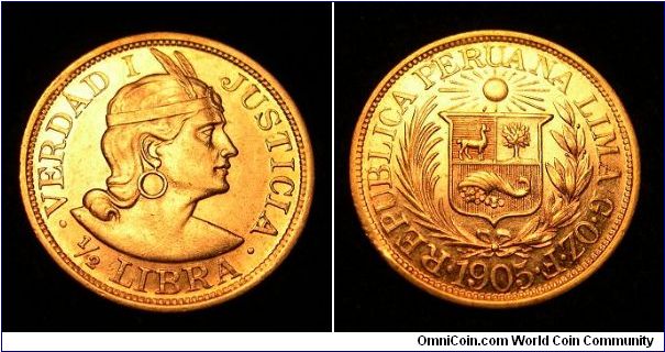 1905 gold 1/2 Libra