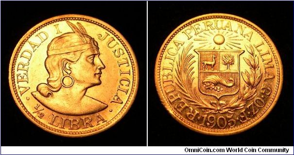 1905 gold 1/2 Libra