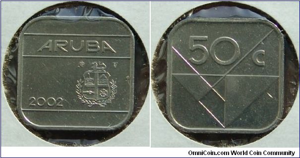 50 Cents Square Coin Aruba 2002