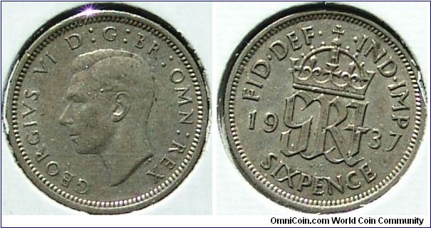 1937 George VI Sixpence