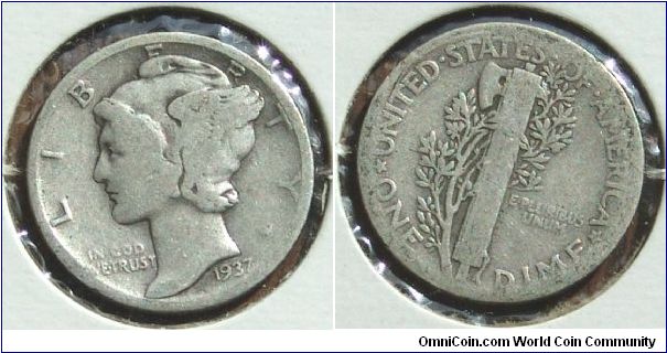 1937 P Mercury Dime
Mintage 56,865,756