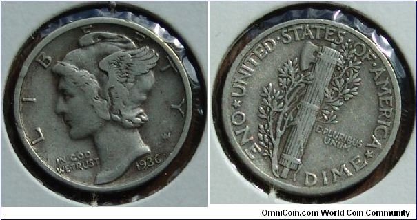 1936 P Mercury Dime Mintage 87,504,130