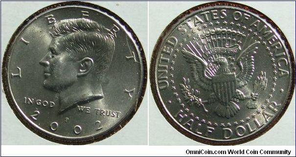 2002 Philadelphia Half Dollar last year of Issue for gerneral circulation Mintage 3,100,000