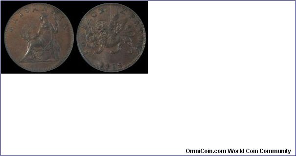 Ionian ilands under BRitish occupation, half obol, (mistakenly called as 2 lepta by Krause) choice unc, cerified and graded MS63 BN by NGC