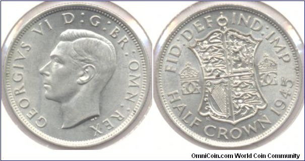 Silver Half Crown Great Britain 1945