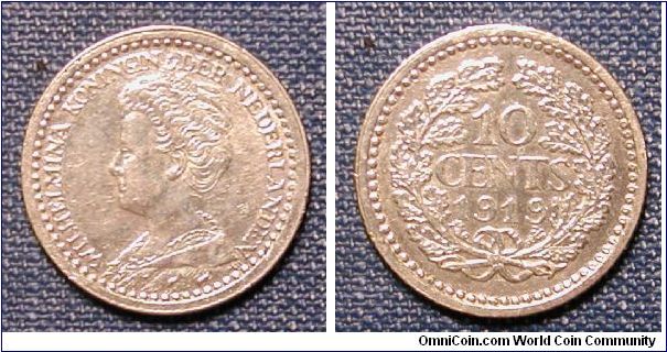 1919 The Netherlands 10 Cents