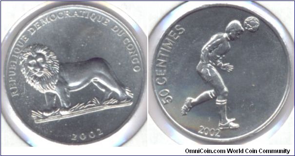 50 Centimes Republique Democratique Du Congo 2002.