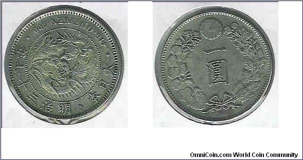 1904 Japanese One Yen Silver Dollar.

Weight 20g.

Dimension 3.8cm.

Meiji 37.