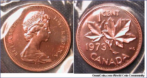 1973 Canada Cent in original Mint Set Packaging.