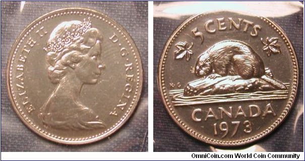 1973 Canada 5 Cents in original Mint Set packaging.