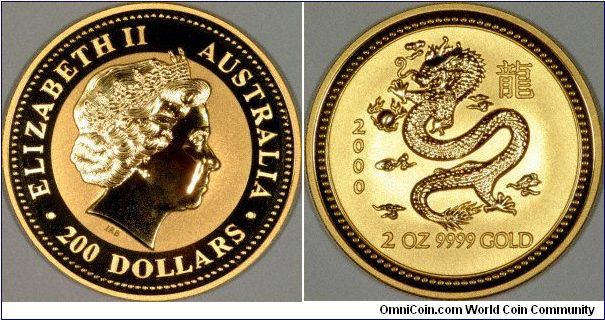 Two ounce gold Year of the Dragon coin, by Perth Mint. Photographs by UK Prime Distributor Chard.