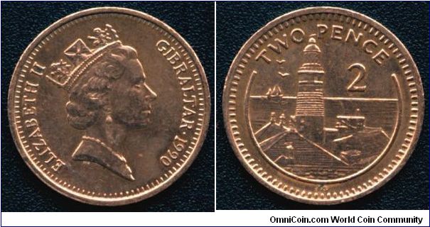 Gibraltar, 2 Pence 1990