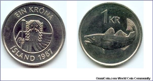 Iceland, 1 krona 1987.