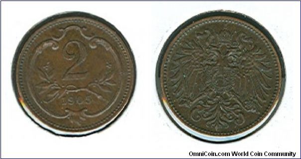 1905 German 2 heller