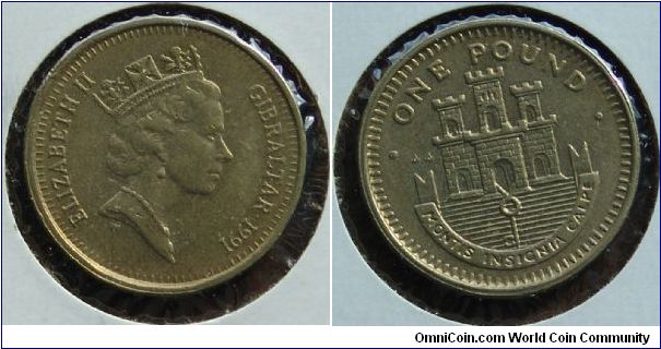 A 1991 1 Pound Coin from Gibraltar