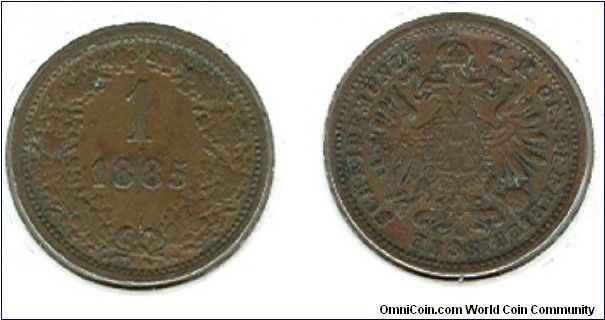 1885 Austria 1 Heller