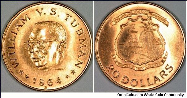 Liberia is on the south west tip of west Africa. It's coast was explored in 1461 by the Portuguese Pedro de Cintra. For three centuries its exports were gold slaves and pepper. In 1822 it was settled by the American Colonization Society as a homeland for freed slaves, hence its name. Although Liberia has had its own limited issues of coinage since 1847, it was using coins of British West Africa until 1943, when it adopted the US dollar as its legal tender currency. Since then it has continued to