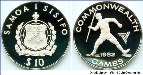Western Samoa, 10 tala 1982.
Commonwealth Games. Mintage 4000 only.
