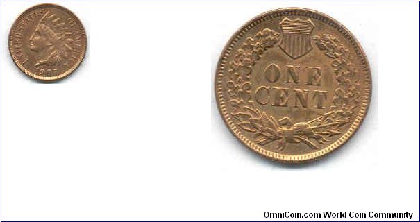 1907 Indian Head Cent. This is an ANACS certified coin. It is certified as UNC - recolored - net MS60. It has a beautiful color and outstanding details.
