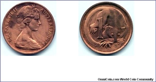 Australia, 1 cent 1974.
Queen Elizabeth II.