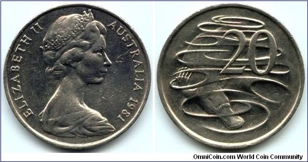 Australia, 20 cents 1981.
Queen Elizabeth II.