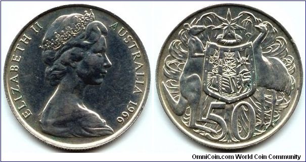 Australia, 50 cents 1966.
Queen Elizabeth II.