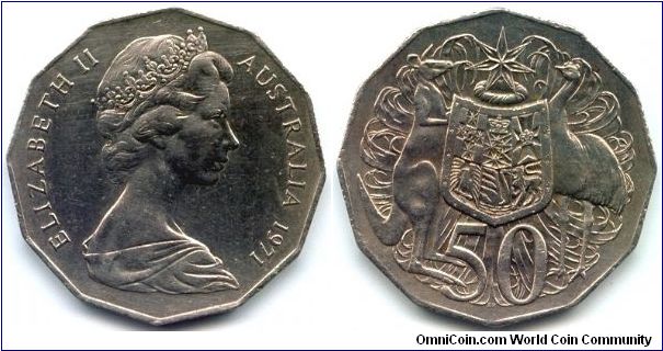 Australia, 50 cents 1971.
Queen Elizabeth II.