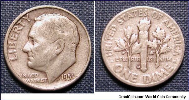 1951-D Roosevelt Dime