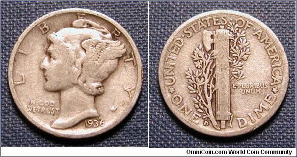 1936-D Mercury Dime