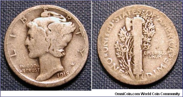 1918 Mercury Dime