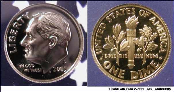 2005-S Roosevelt Dime Proof in Mint Holder.