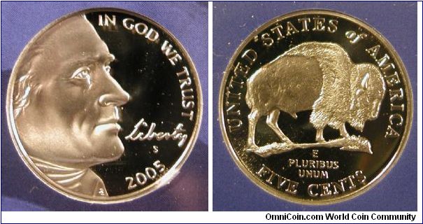 2005-S Jefferson Nickel Buffalo Commemorative Proof in Mint Holder.