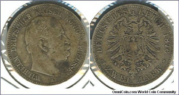 1876 German Zwei Mark.