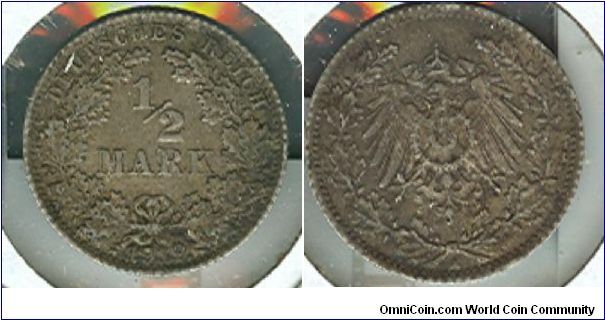 1919 German 1/2 mark