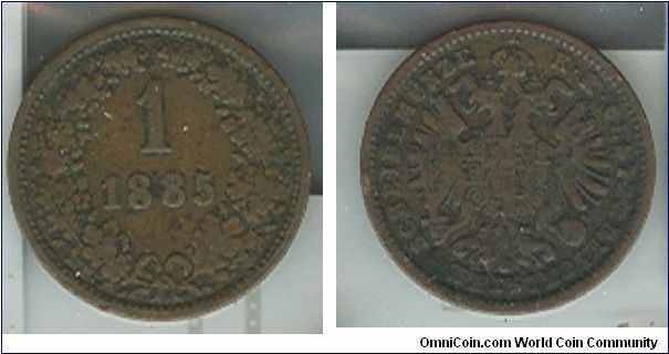 1885 Austria 1 heller.