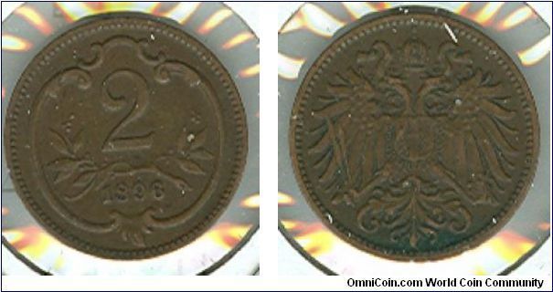 1896 Austria 2 heller.