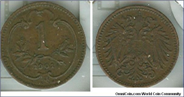 1901 Austria 1 heller