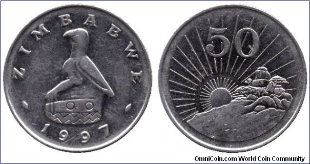 Zimbabwe, 50 cents, 1997, Cu-Ni.                                                                                                                                                                                                                                                                                                                                                                                                                                                                                    