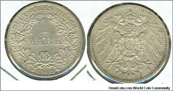 1909 German 1 Mark.