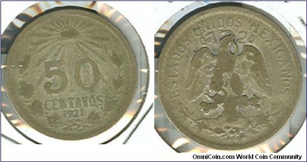 1921 Mexico 50 centavos.