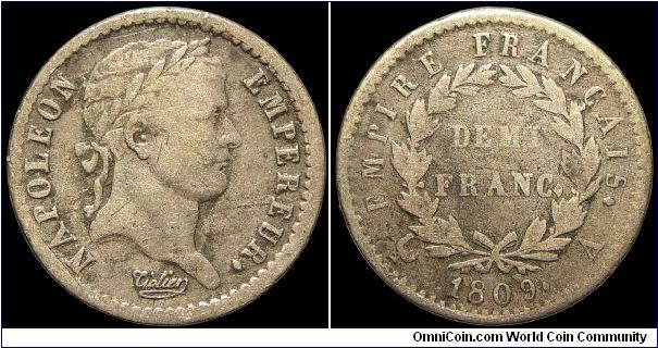 Demi Franc, Paris mint. (1/2 franc)                                                                                                                                                                                                                                                                                                                                                                                                                                                                                 