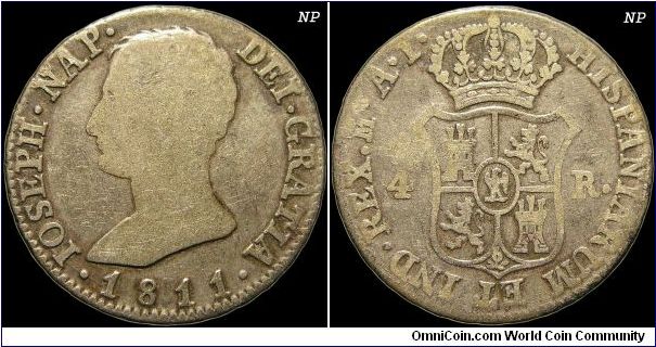 4 Reales, Napoleonic Kingdom of Spain.                                                                                                                                                                                                                                                                                                                                                                                                                                                                              