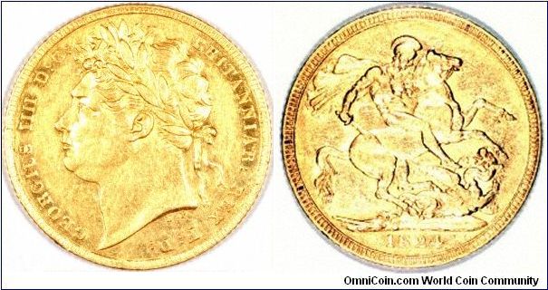 George IV gold sovereign. The colour looks unnaturally too yellow, but we have learned to colour adjust our images better since we did this one.