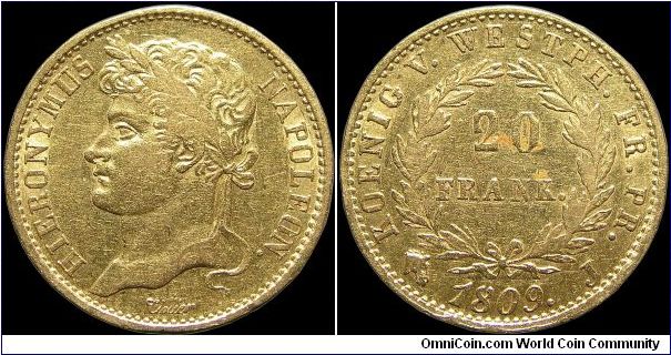 20 Franks, Westphalia.  Paris mint.                                                                                                                                                                                                                                                                                                                                                                                                                                                                                 